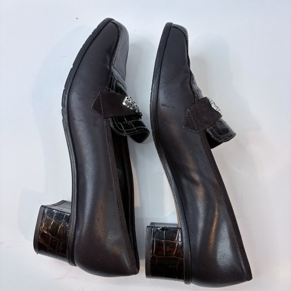 Brighton Artist Brown & Croc Laofers w/Silver Design and Low Heel 9N Retro, 90’s - Picture 5 of 10